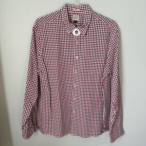 J. Crew Men's Button Up Long Sleeved Oxford Checked Shirt